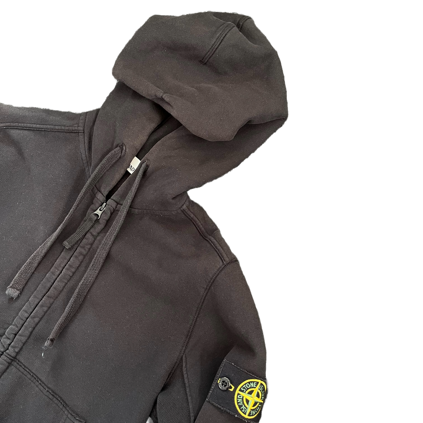 Stone Island Zip Up Hoodie- Black