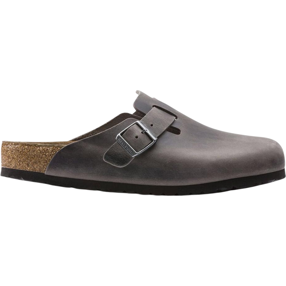Birkenstock Boston Soft Footbed Oiled Leather Iron Grey hos Wear The Hype