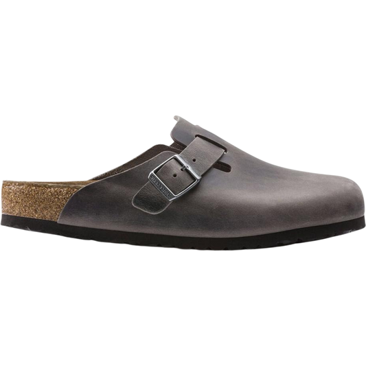 Birkenstock Boston Soft Footbed Oiled Leather Iron Grey hos Wear The Hype