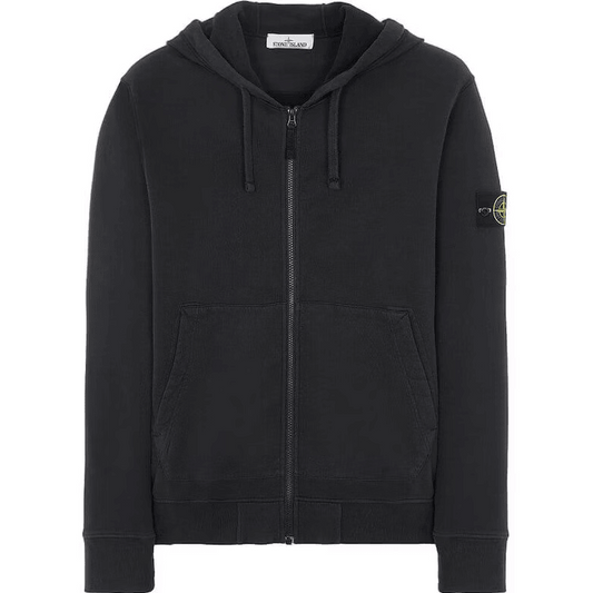 Stone Island Zip Up Hoodie- Black