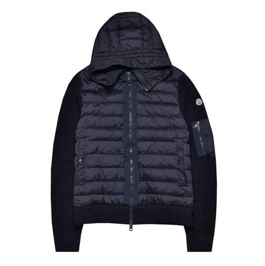 Moncler Hooded Down Cardigan- Navy
