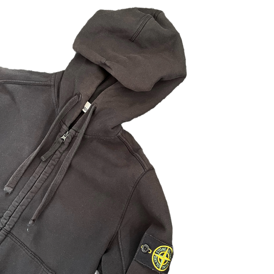 Stone Island Zip Up Hoodie- Black