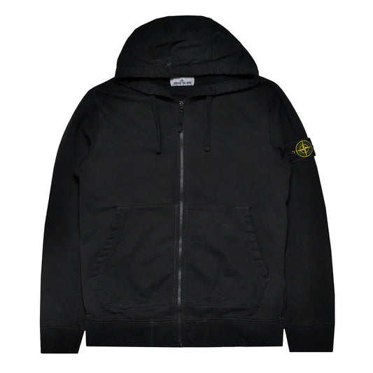 Stone Island Zip Up Hoodie- Black